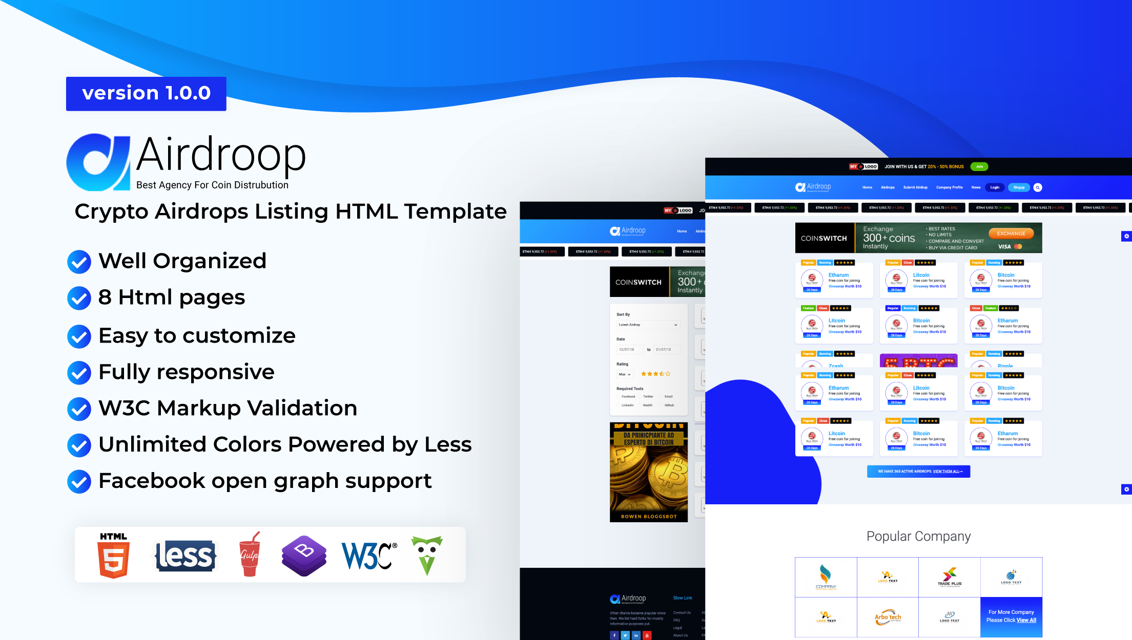 What Airdroop - Crypto Airdrops Listing Html Template